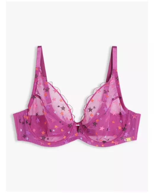 ‘Sienna’ star high apex bra in magenta, full support