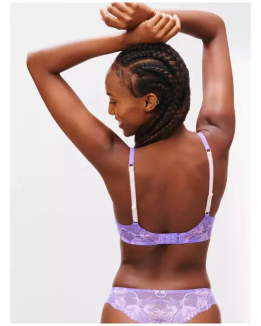 ‘Cecile’ floral lace balcony bra in lilac