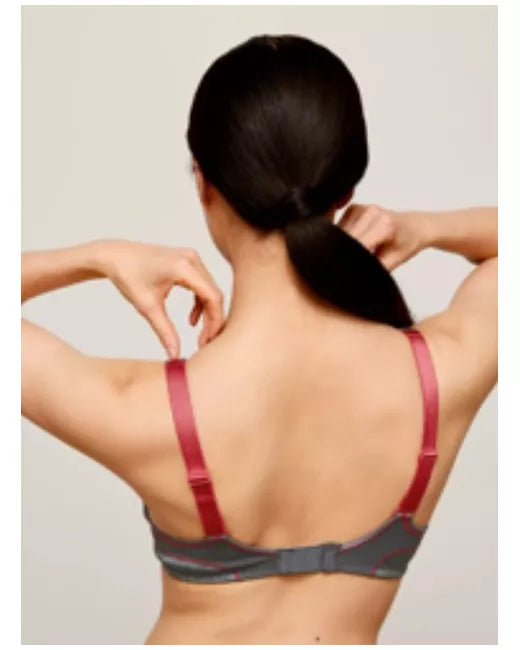 John Lewis ‘Martyna’ underwired sports bra in grey/red