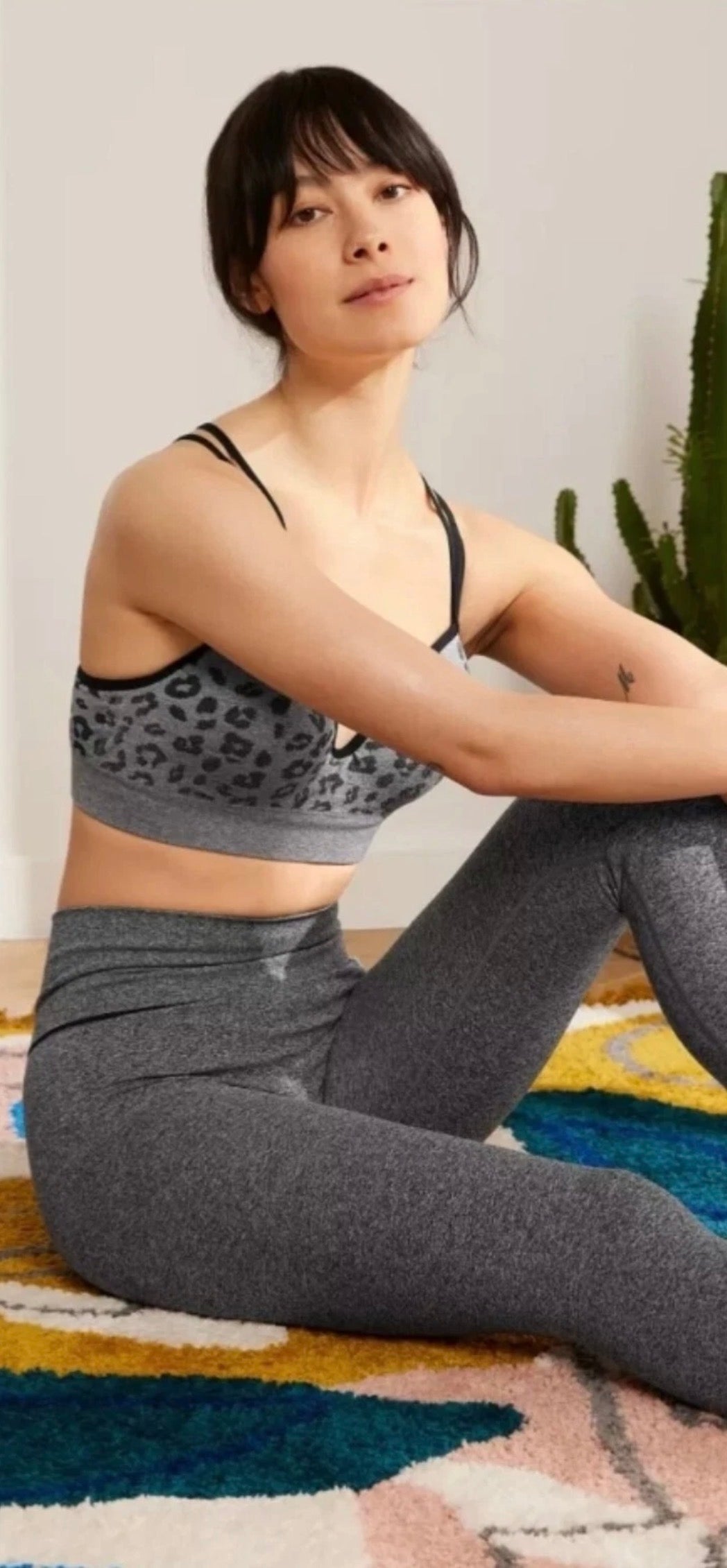 John Lewis ‘Amy’ yoga/pilates bra in grey leopard