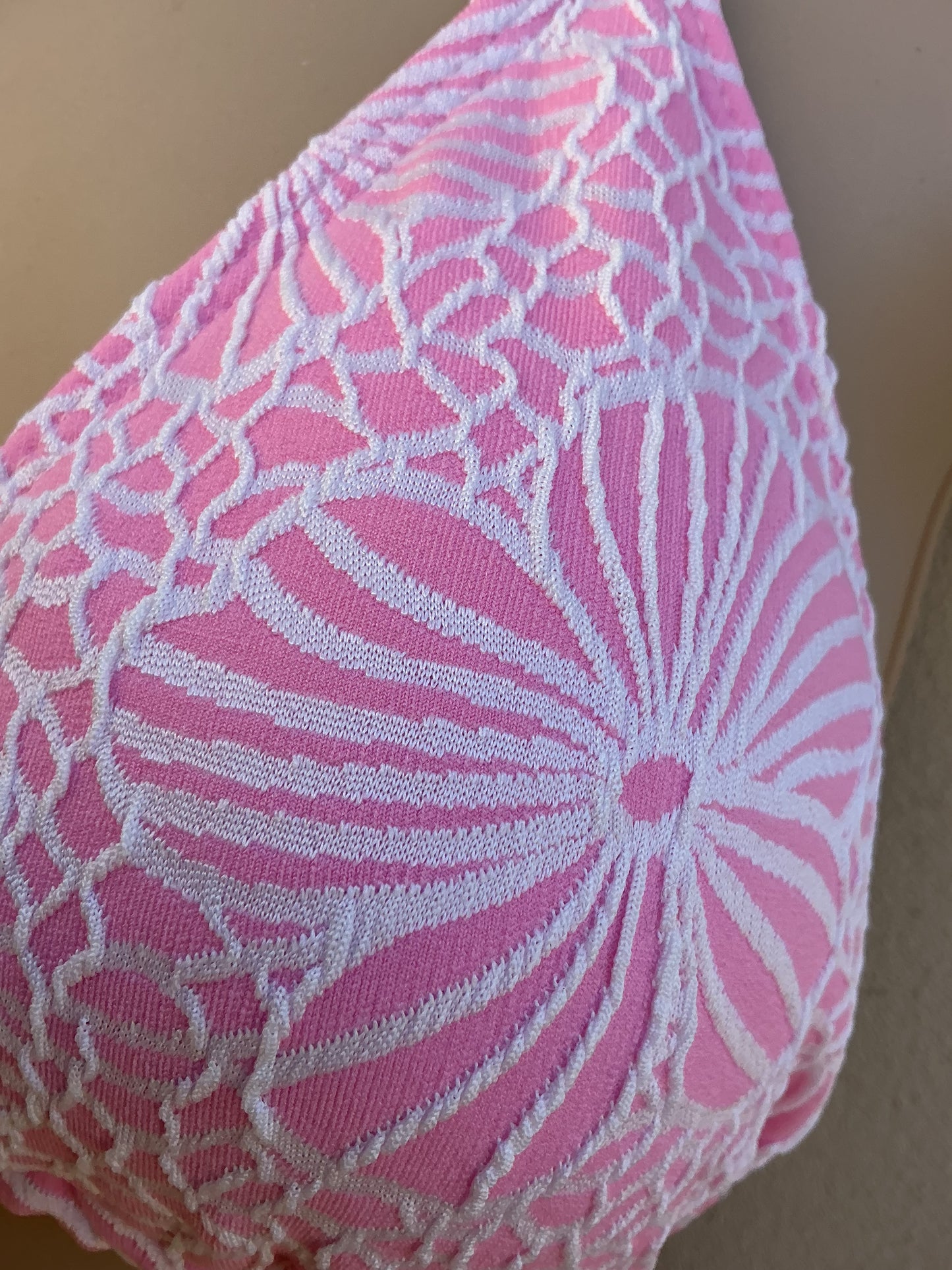 Embroidered flower bikini in baby pink