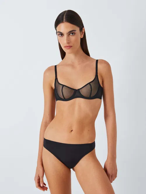 ‘Nicolette’ mesh balcony bra in black