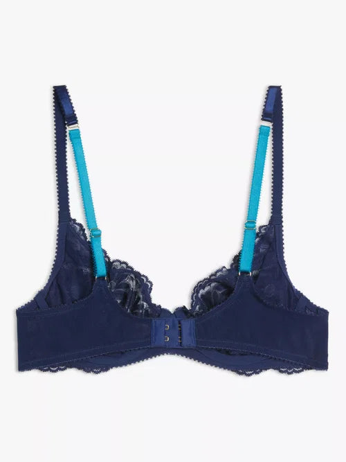 ‘Elise’ lace non padded Demi bra in navy size 32E