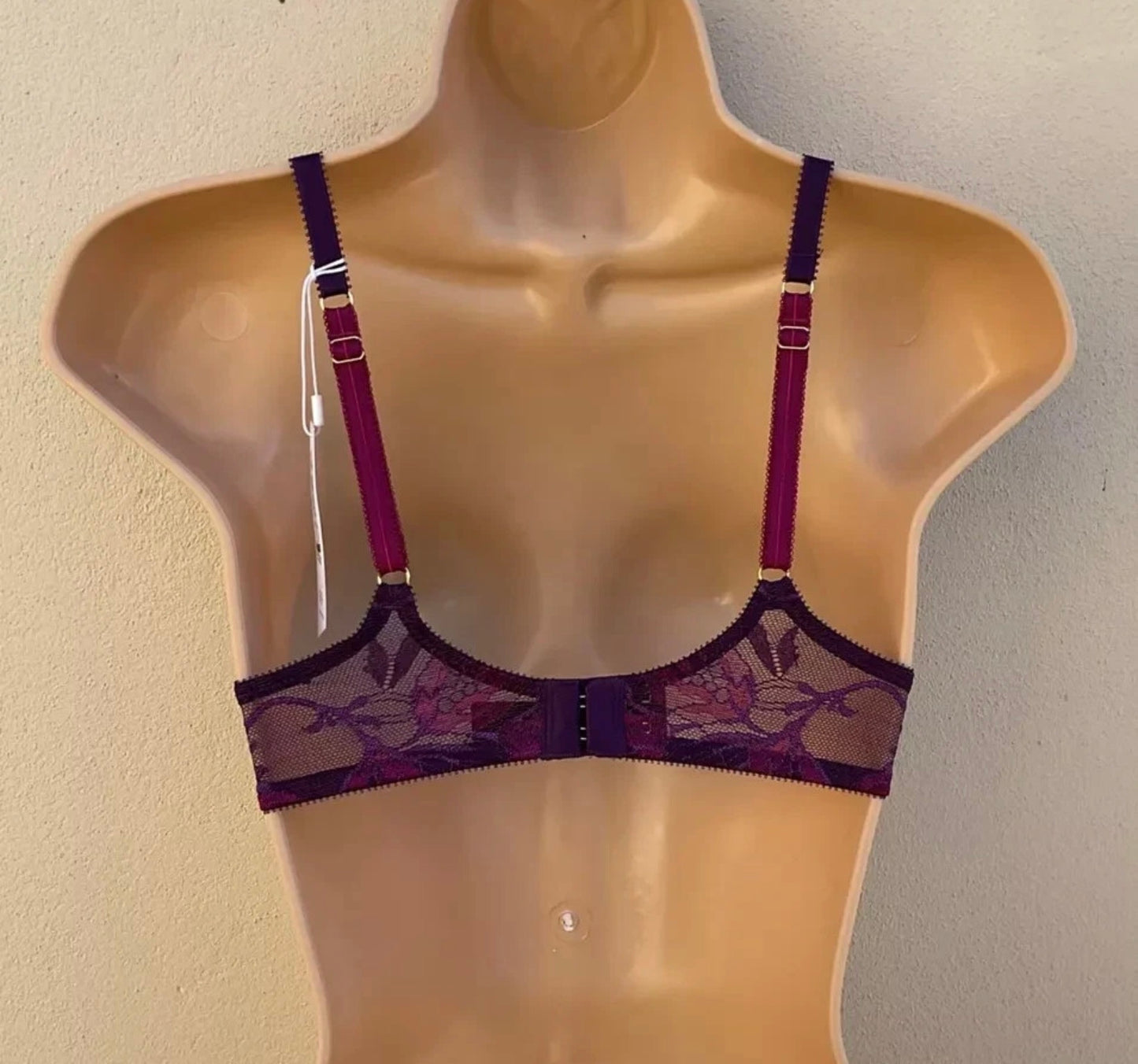 ‘Cecile’ floral lace balcony bra in purple