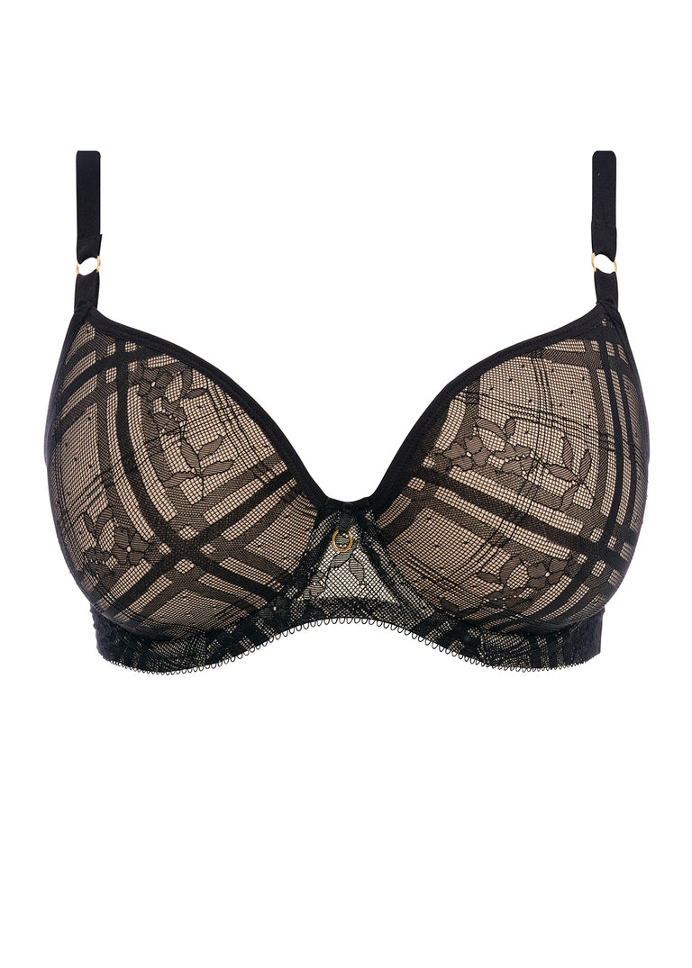 ‘Freya Fatale’ moulded plunge bra in noir