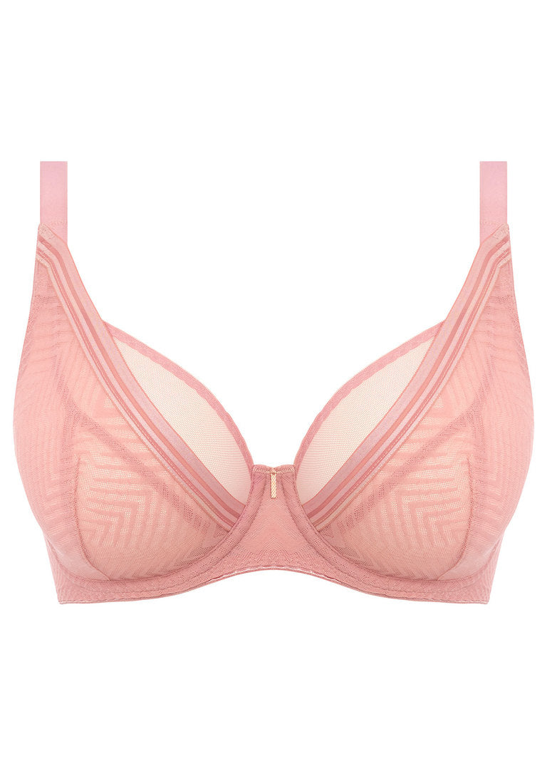 ‘Tailored’ high apex, plunge bra in ash rose