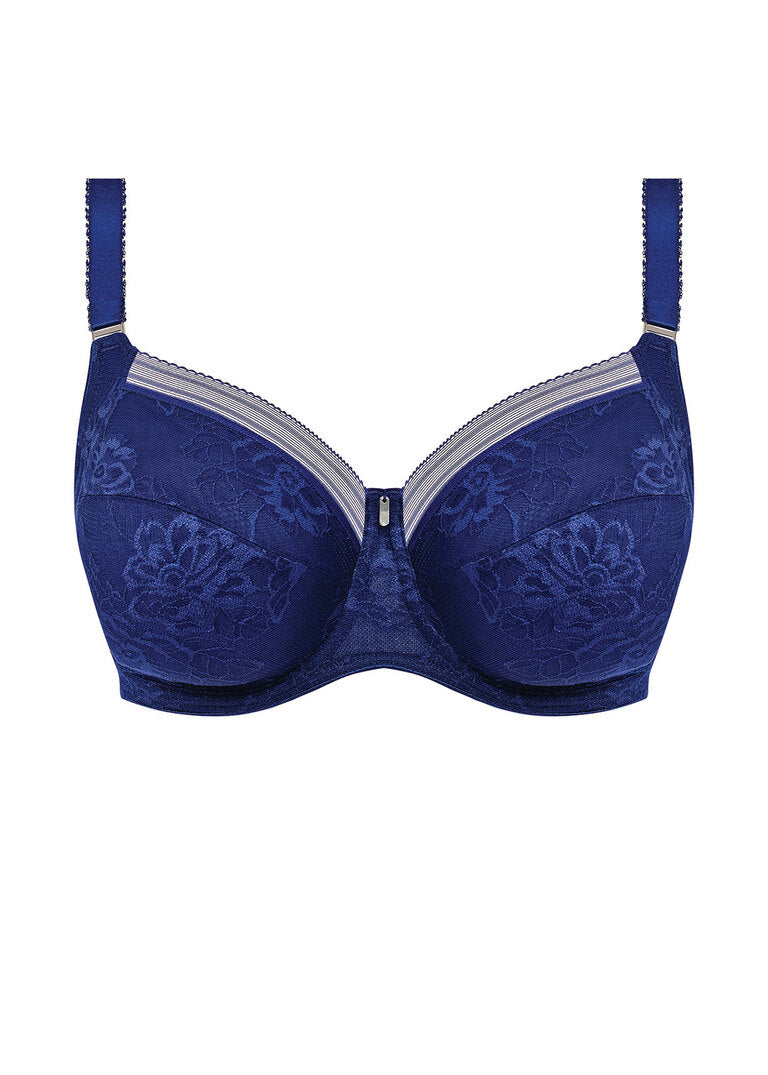 ‘Fusion Lace’ full cup, side support bra in French navy 32E