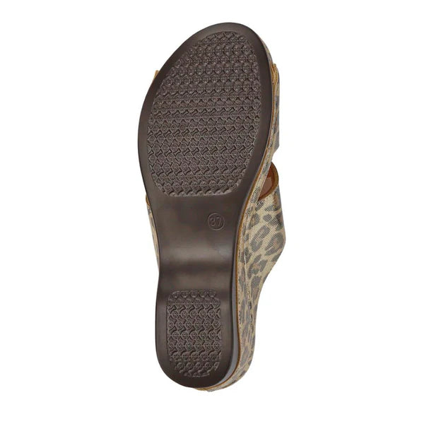 PAVERS wedge heeled mules in metallic leopard size 5 (38)