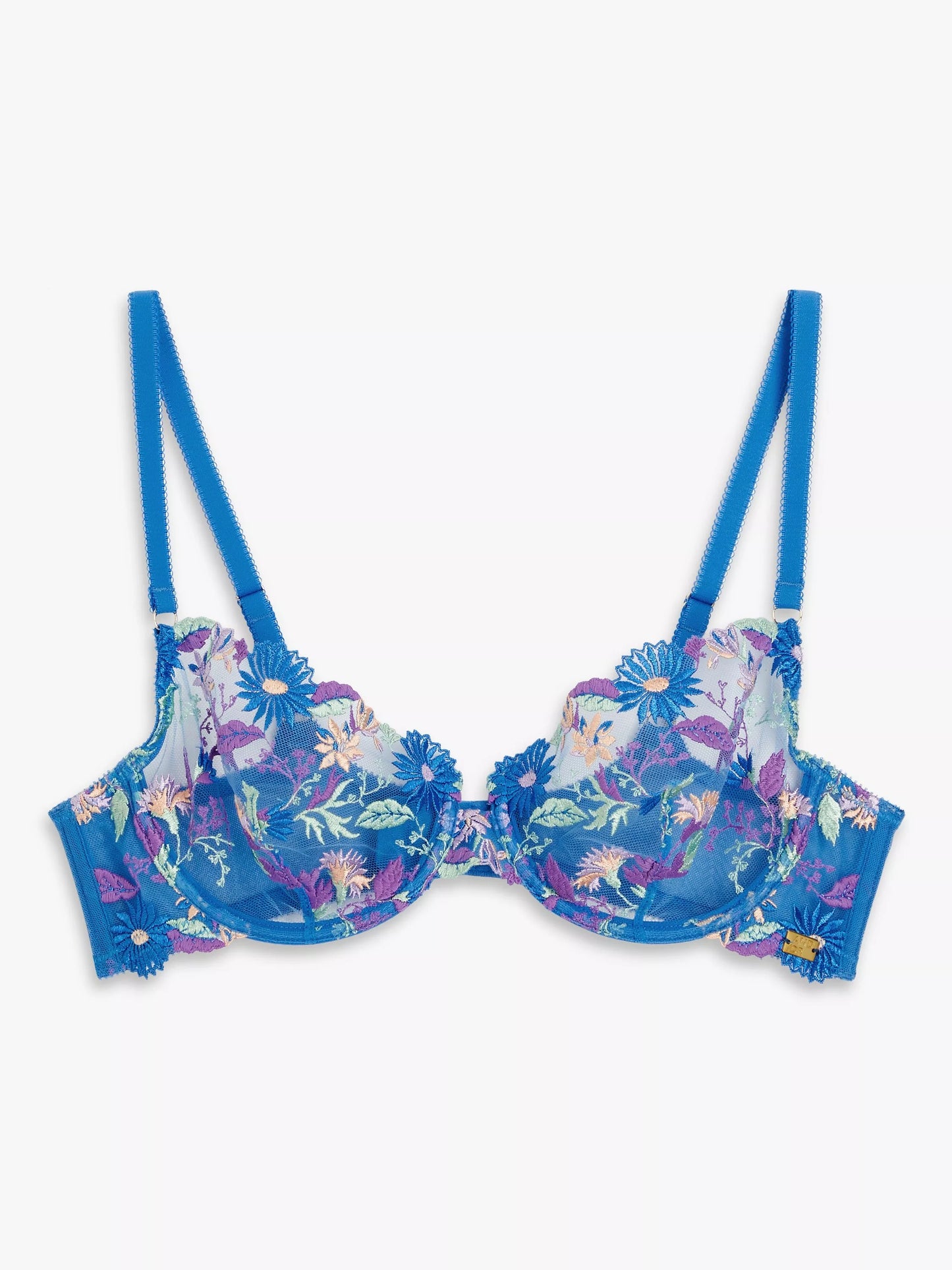 ‘Kiki’ floral bra in bright blue in 34B