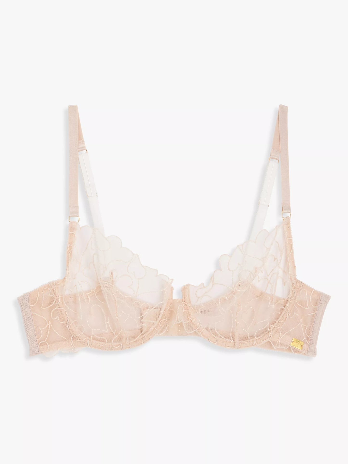 ‘Kiki’ valentines hearts balcony bra in blush