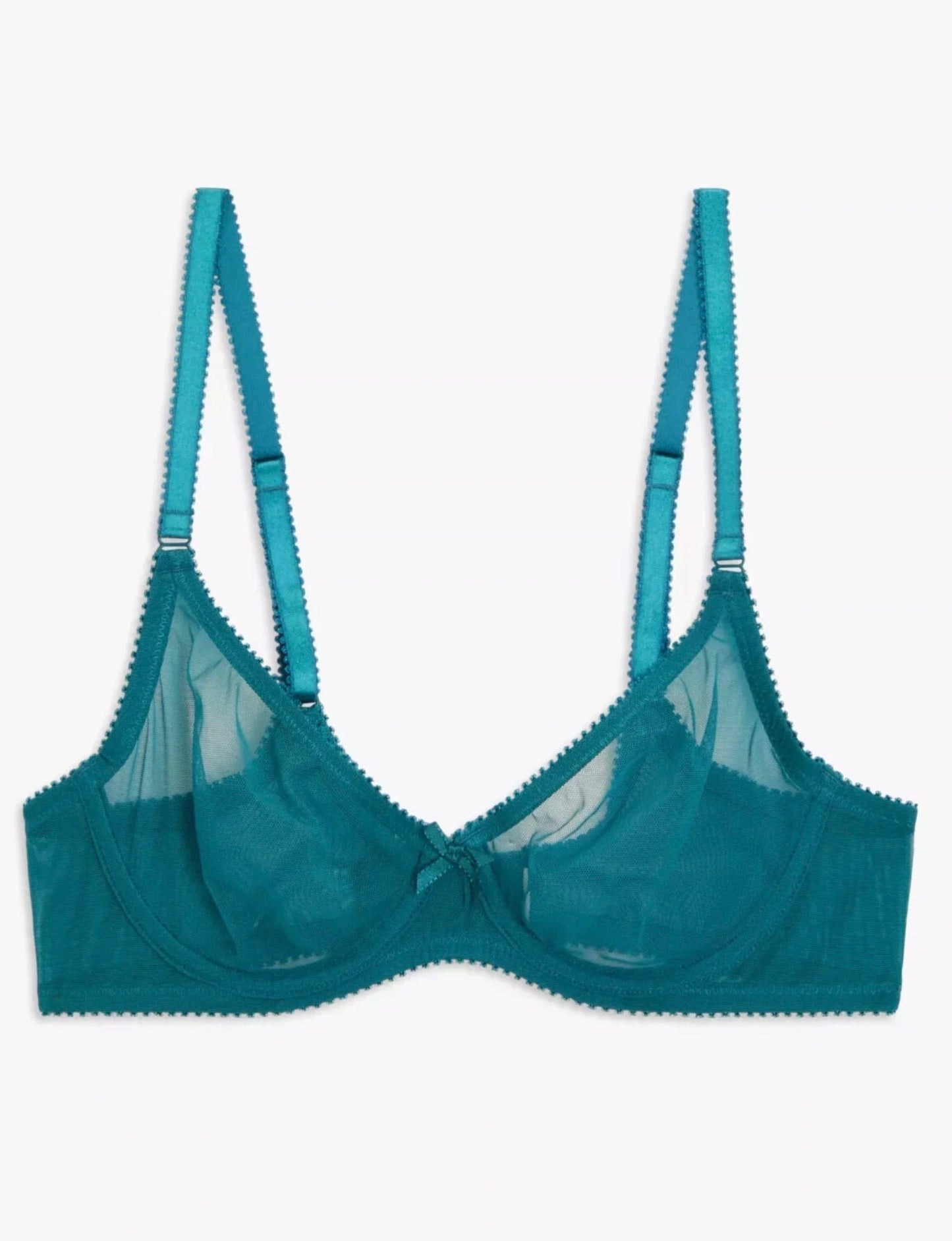 ‘Marley’ sheer mesh t shirt bra in teal 32C