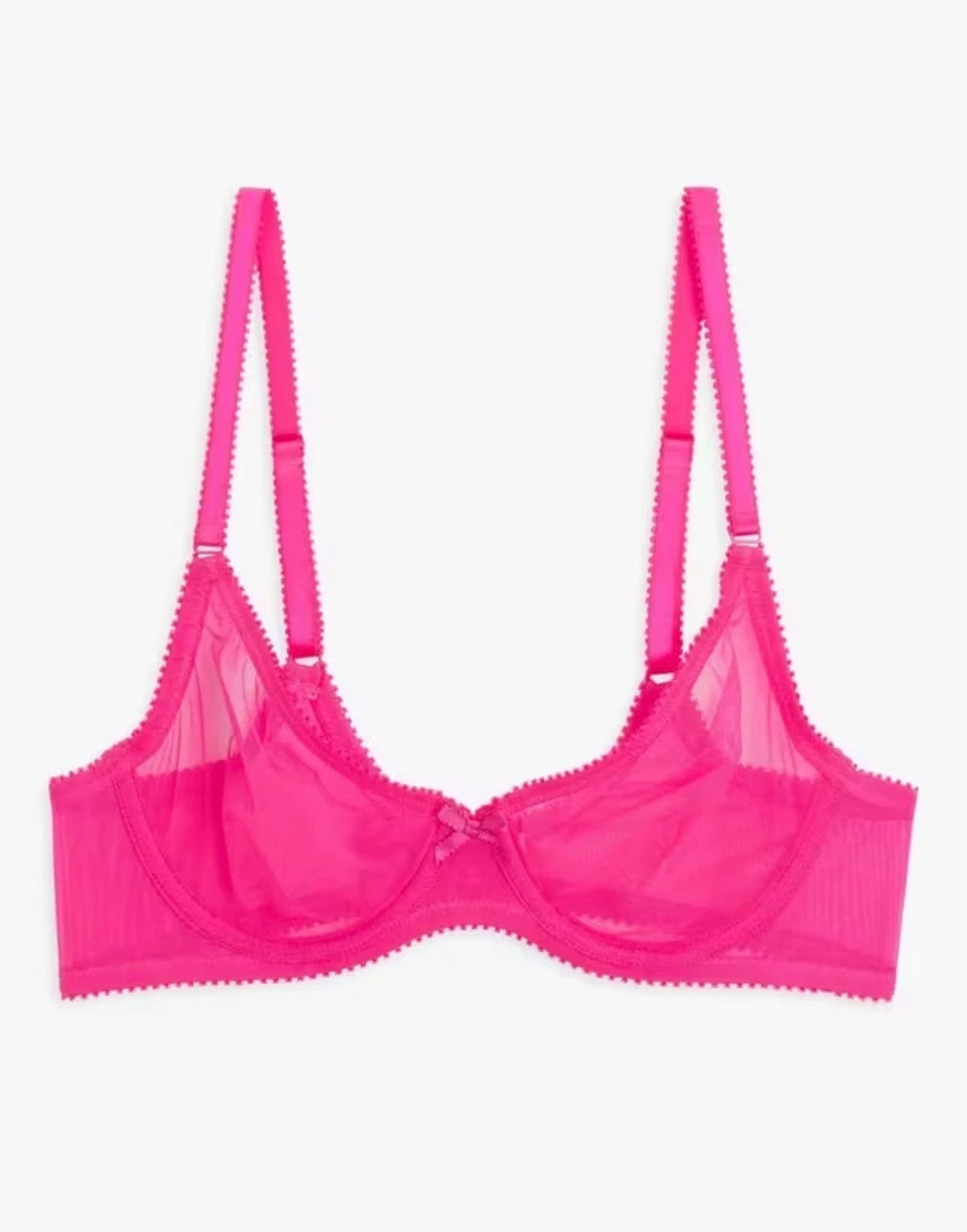 ‘Marley’ sheer mesh t shirt bra in fuchsia
