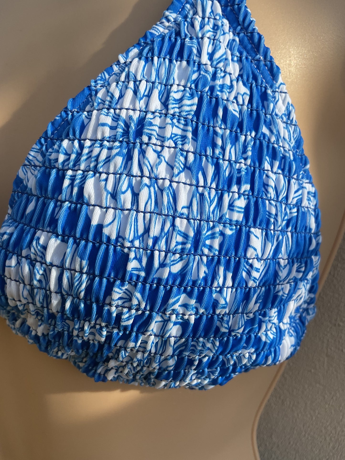 Royal blue shirred bikini size L (12)