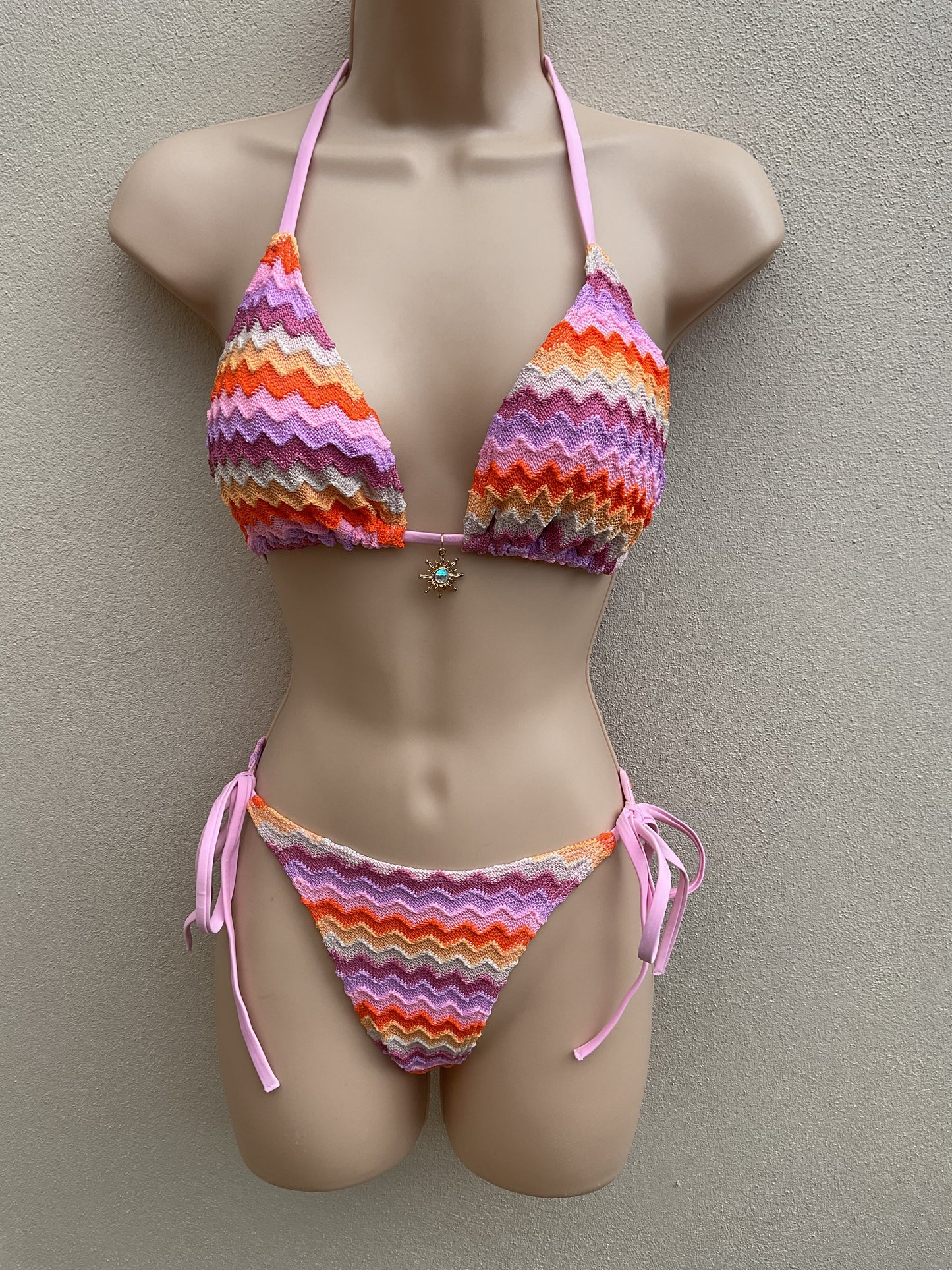 Knitted zig zag bikini size S (8)