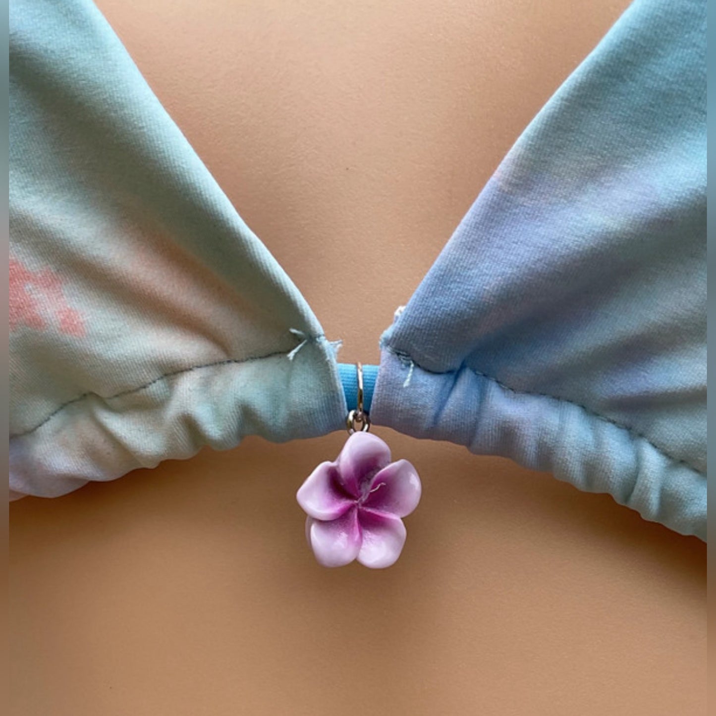 Marble soft pastel beaded bikini