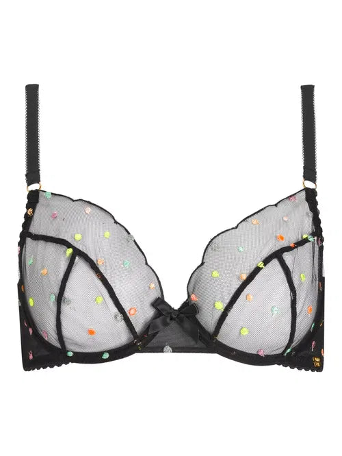 ‘Elsa’ spot underwired plunge bra in black size 34B