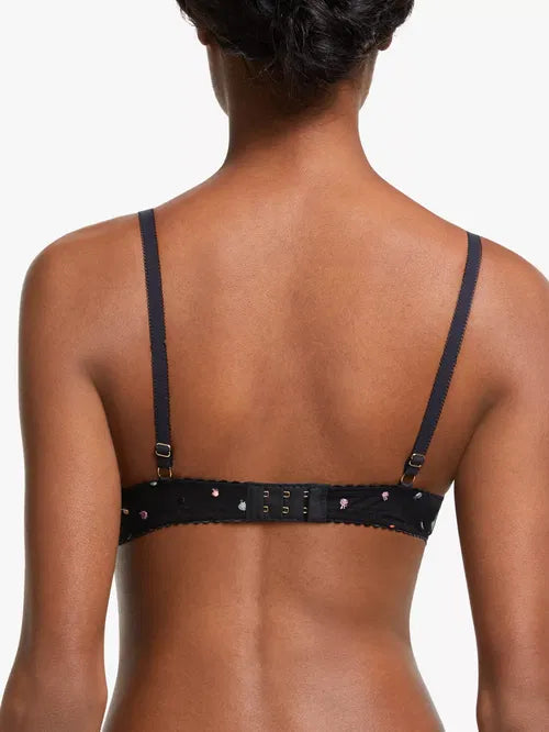 ‘Elsa’ spot underwired plunge bra in black size 34B