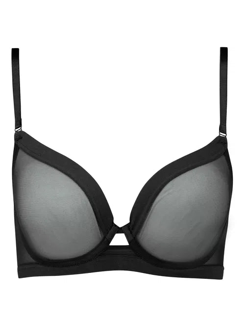 ‘Gemma’ sheer t shirt bra in black