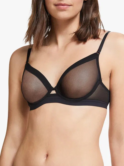 ‘Gemma’ sheer t shirt bra in black