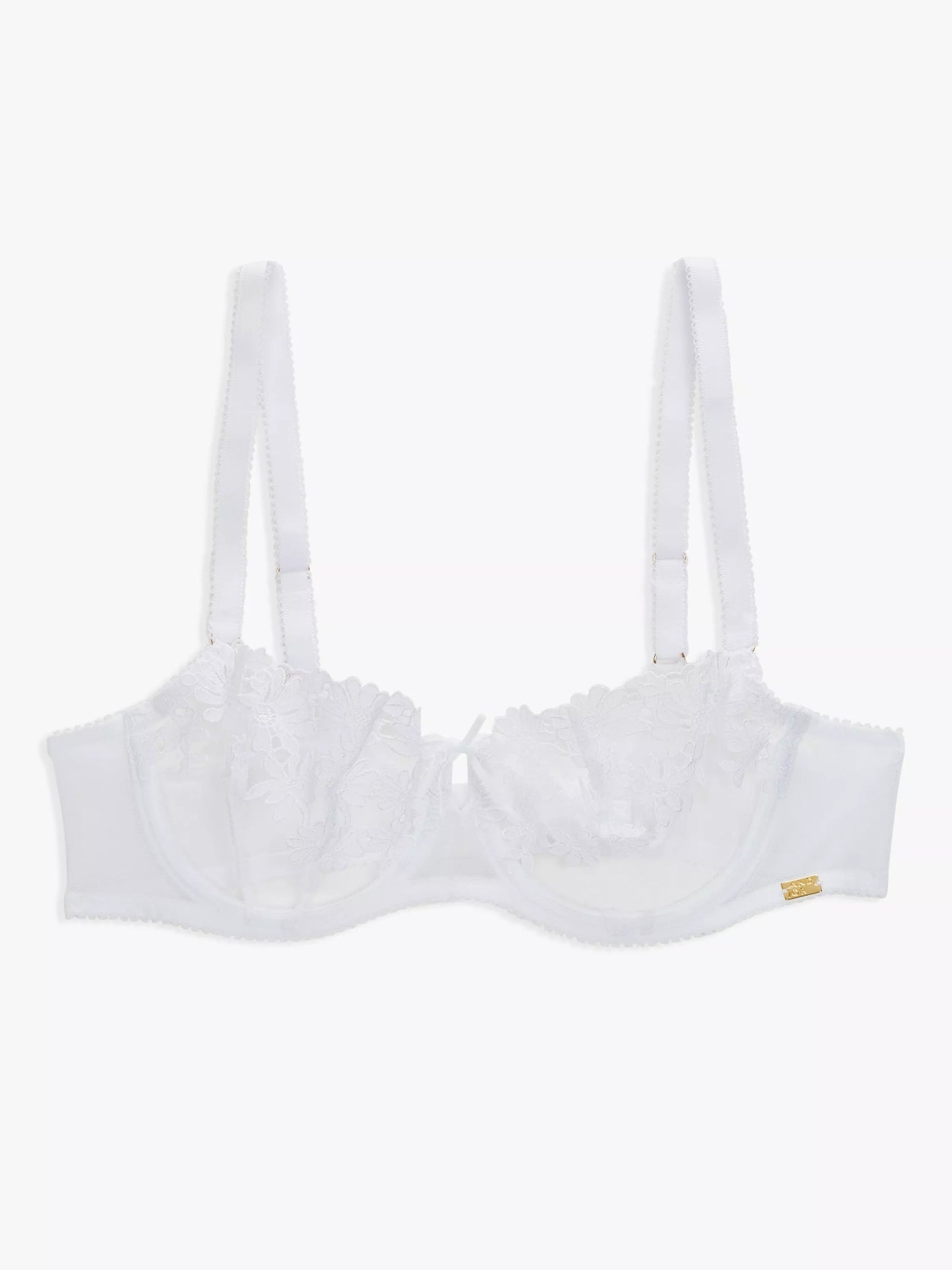 ‘Harper’ broiderie balcony bra in white