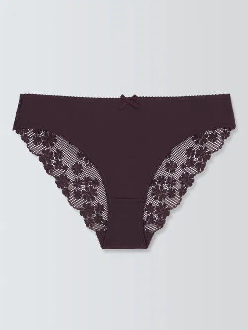 ‘Daisy’ lace back briefs in plum