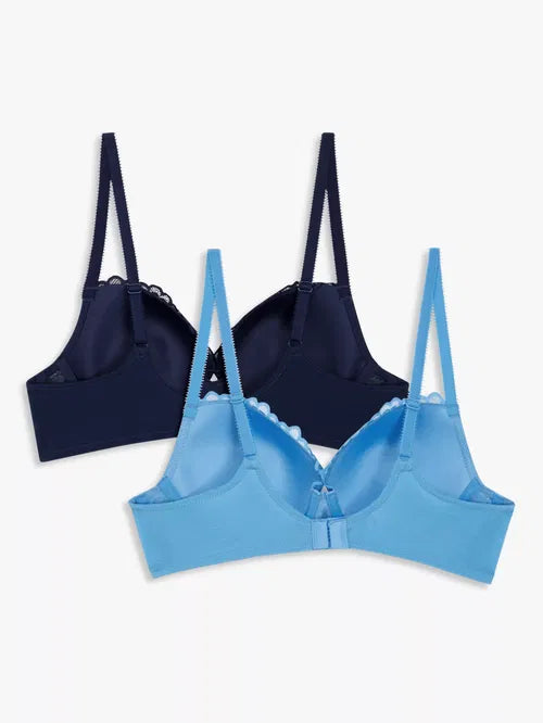 ‘Loreli’ lace padded bra PACK OF 2 cornflower/navy