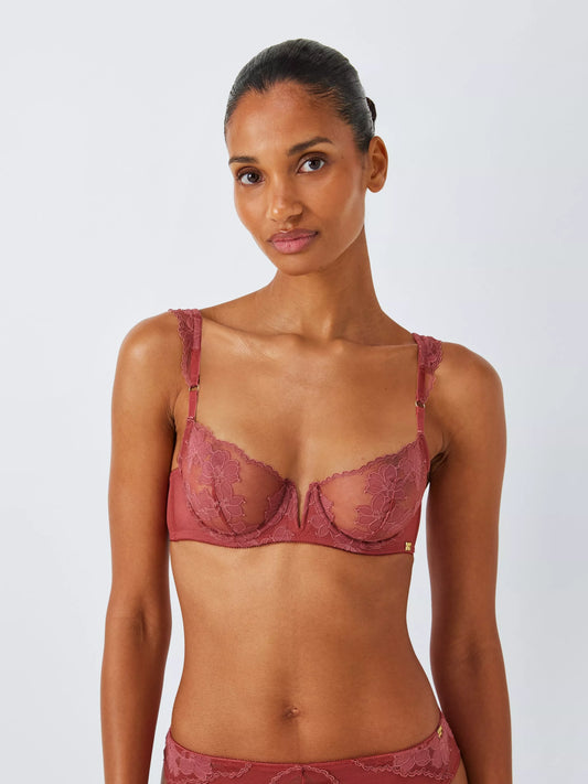 ‘Kellie’ lace balcony bra in mauve pink