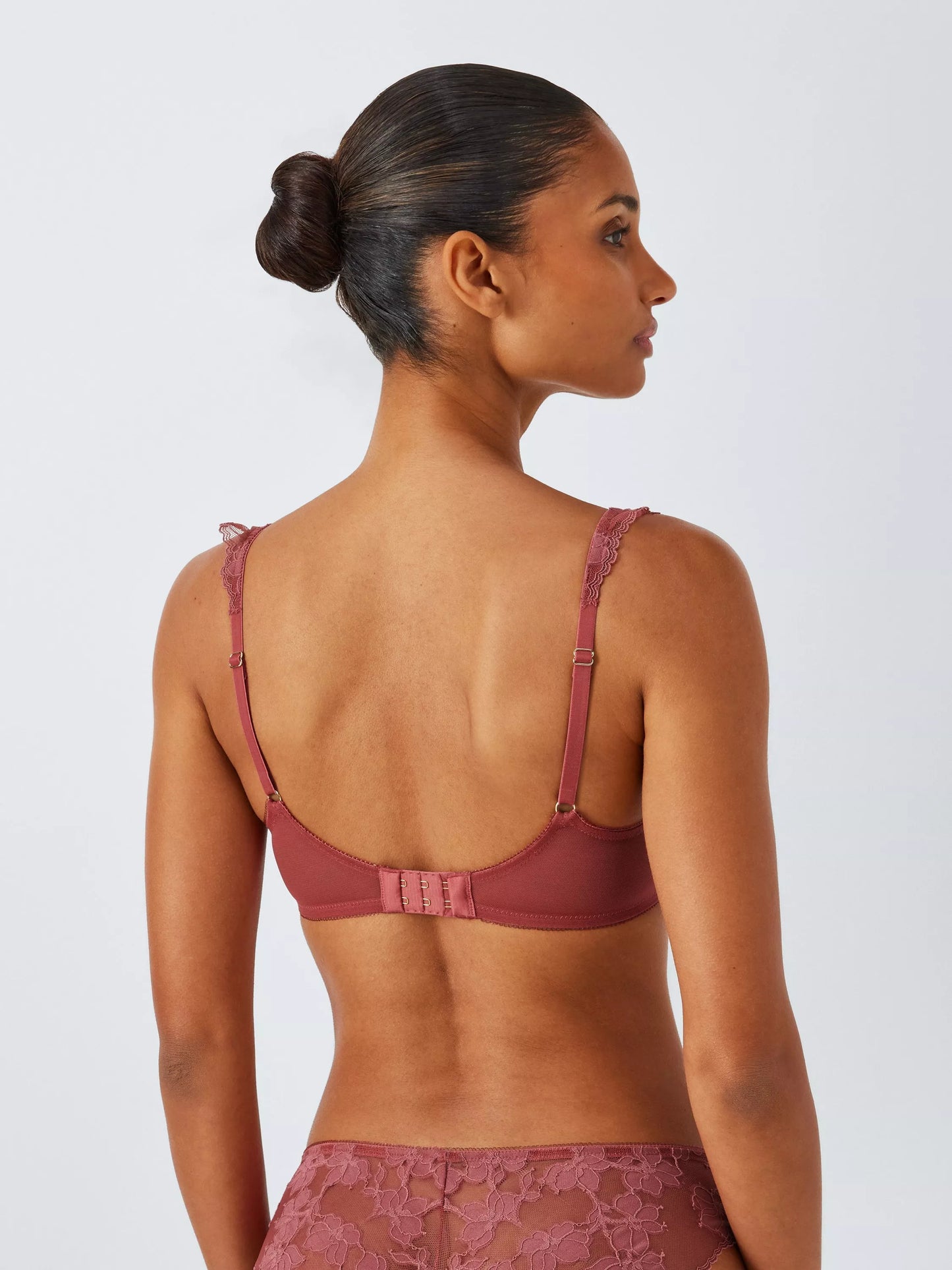 ‘Kellie’ lace balcony bra in mauve pink
