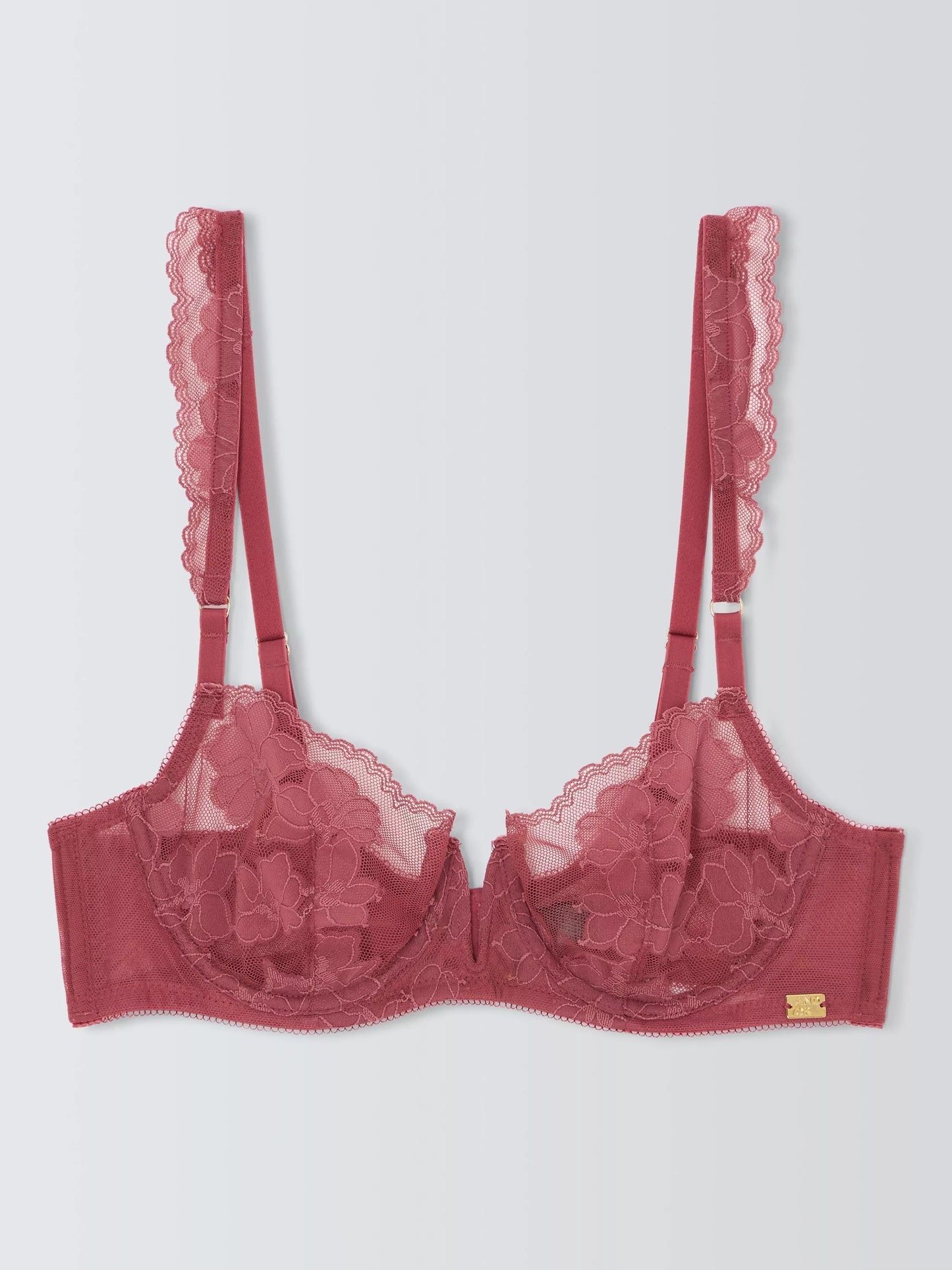 ‘Kellie’ lace balcony bra in mauve pink