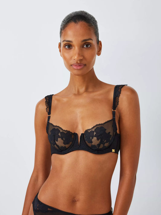 ‘Kellie’ lace balcony bra in black