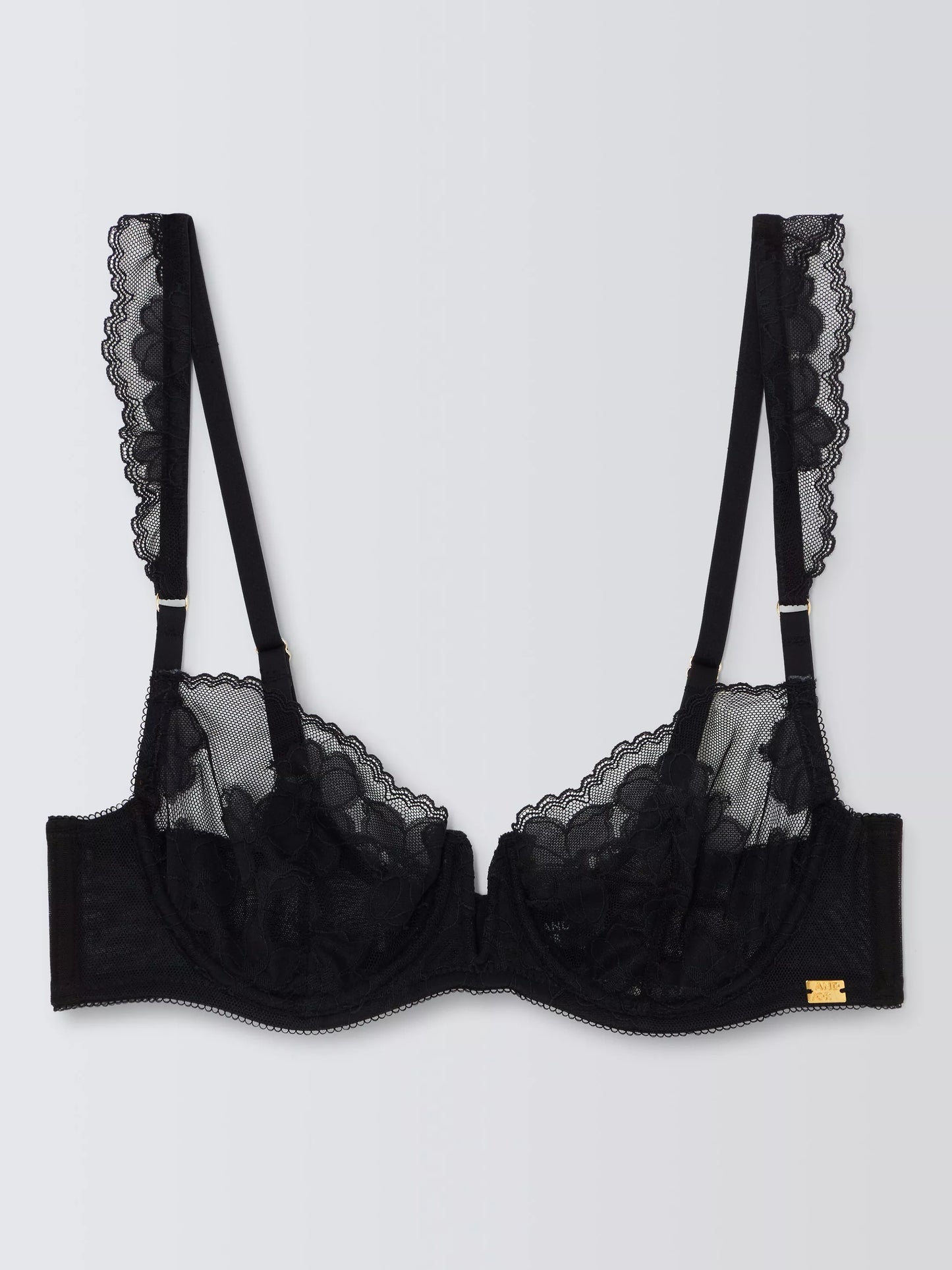 ‘Kellie’ lace balcony bra in black