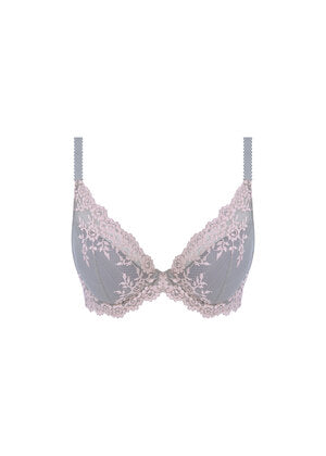 ‘Embrace’ lace plunge bra in smoke/crystal pink size 36C