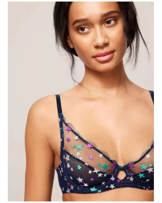 ‘Sienna’ star high apex bra in navy