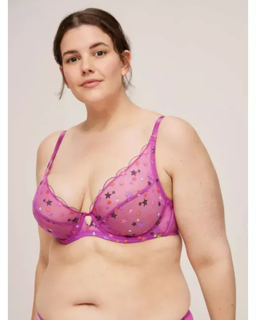 ‘Sienna’ star high apex bra in magenta, full support
