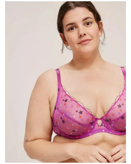 ‘Sienna’ star high apex bra in magenta, full support