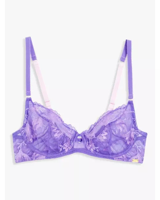 ‘Cecile’ floral lace balcony bra in lilac