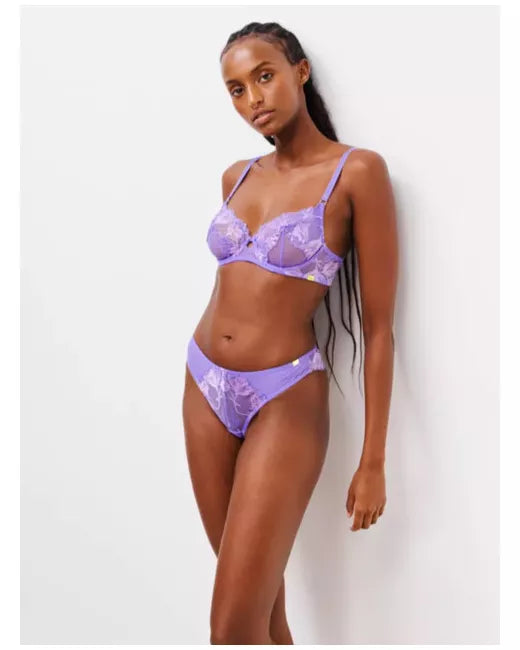 ‘Cecile’ floral lace balcony bra in lilac