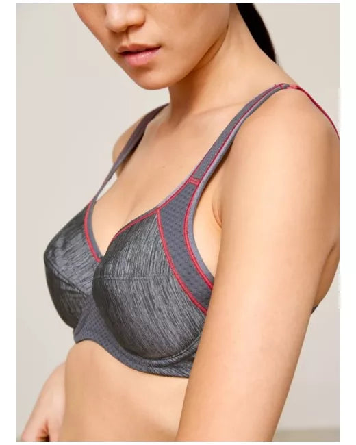 John Lewis ‘Martyna’ underwired sports bra in grey/red