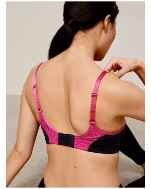 John Lewis ‘Mia’ non-wired sports bra in navy/fuchsia