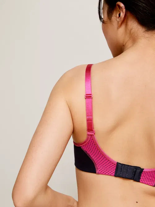 John Lewis ‘Mia’ non-wired sports bra in navy/fuchsia
