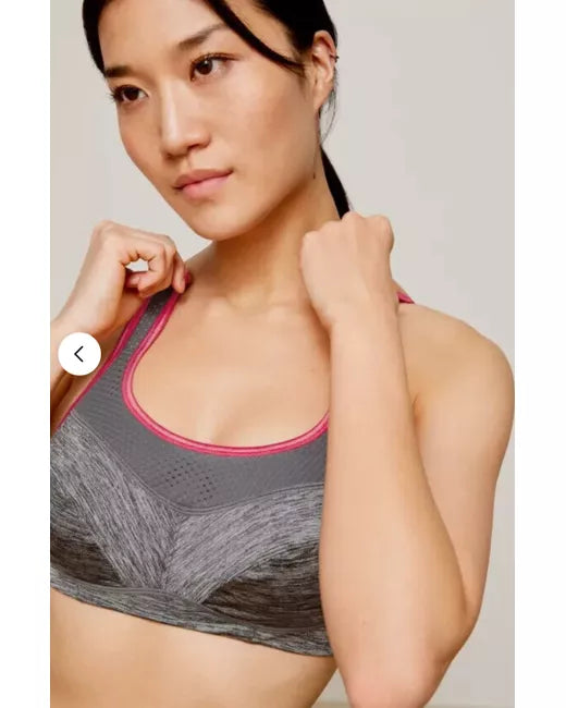 John Lewis ‘Mia’ non-wired sports bra in grey/red