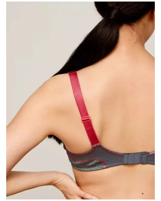 John Lewis ‘Mia’ non-wired sports bra in grey/red