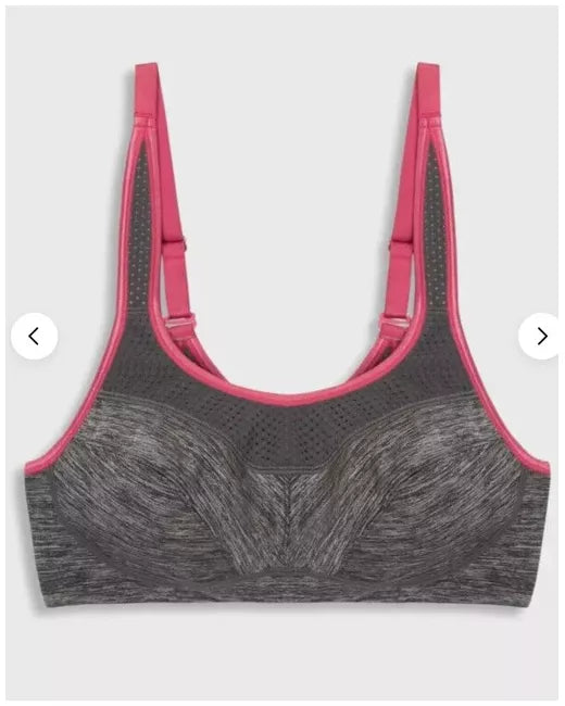 John Lewis ‘Mia’ non-wired sports bra in grey/red