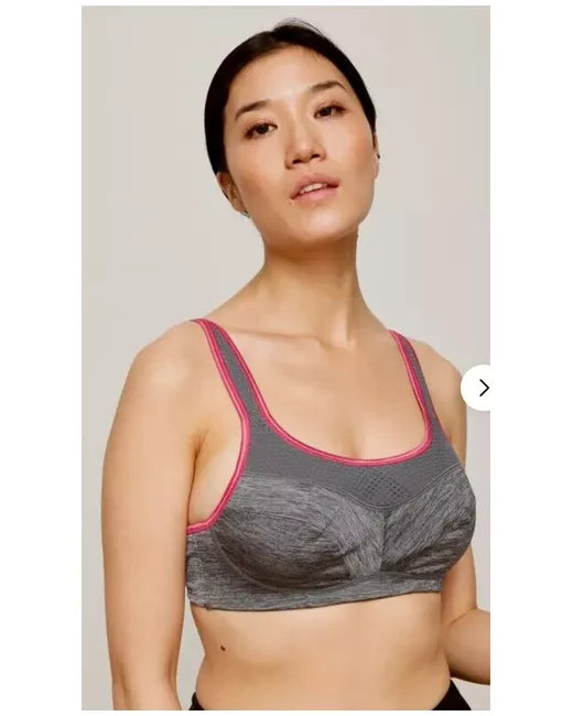 John Lewis ‘Mia’ non-wired sports bra in grey/red