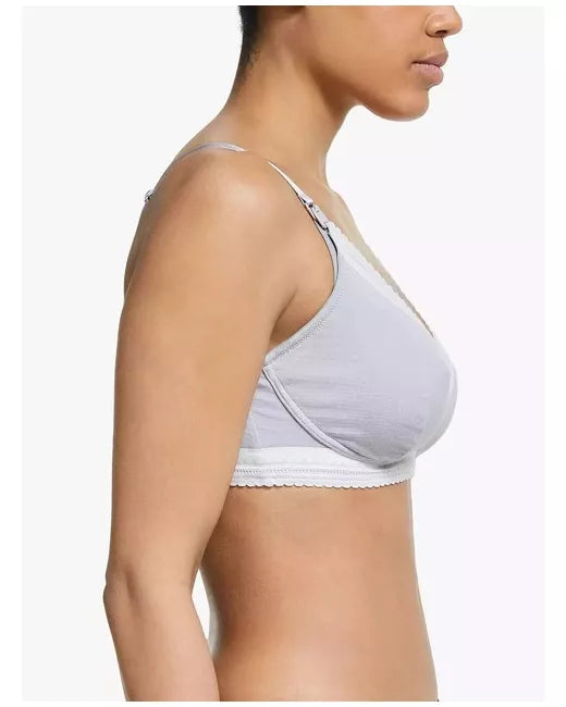 John Lewis PACK OF 2 lace trim drop cup nursing bras grey/white
