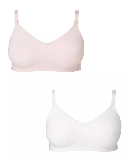 John Lewis ‘Isabelle’ stripe, drop cup nursing bras PACK OF 2 pink/white