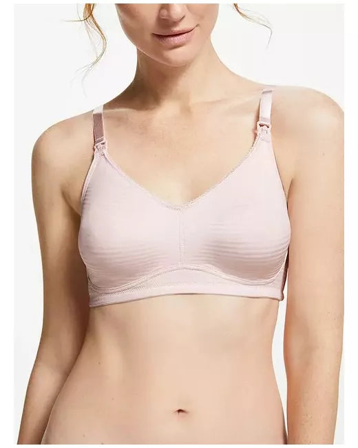 John Lewis ‘Isabelle’ stripe, drop cup nursing bras PACK OF 2 pink/white