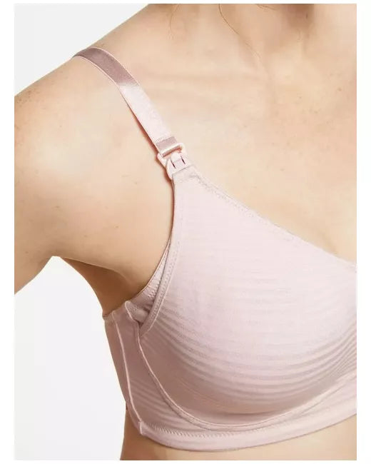 John Lewis ‘Isabelle’ stripe, drop cup nursing bras PACK OF 2 pink/white