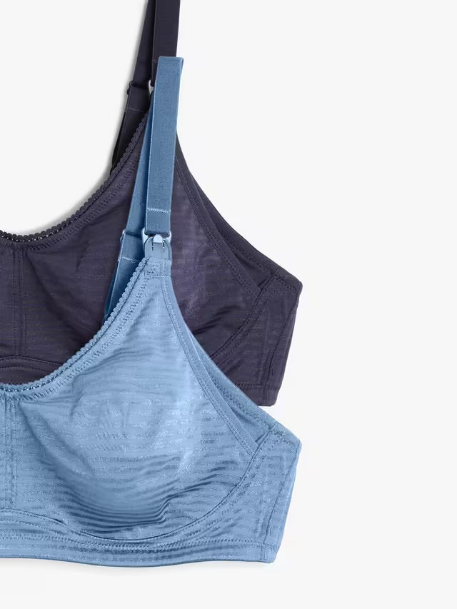 John Lewis ‘Isabelle’ stripe, drop cup nursing bras PACK OF 2 navy/blue
