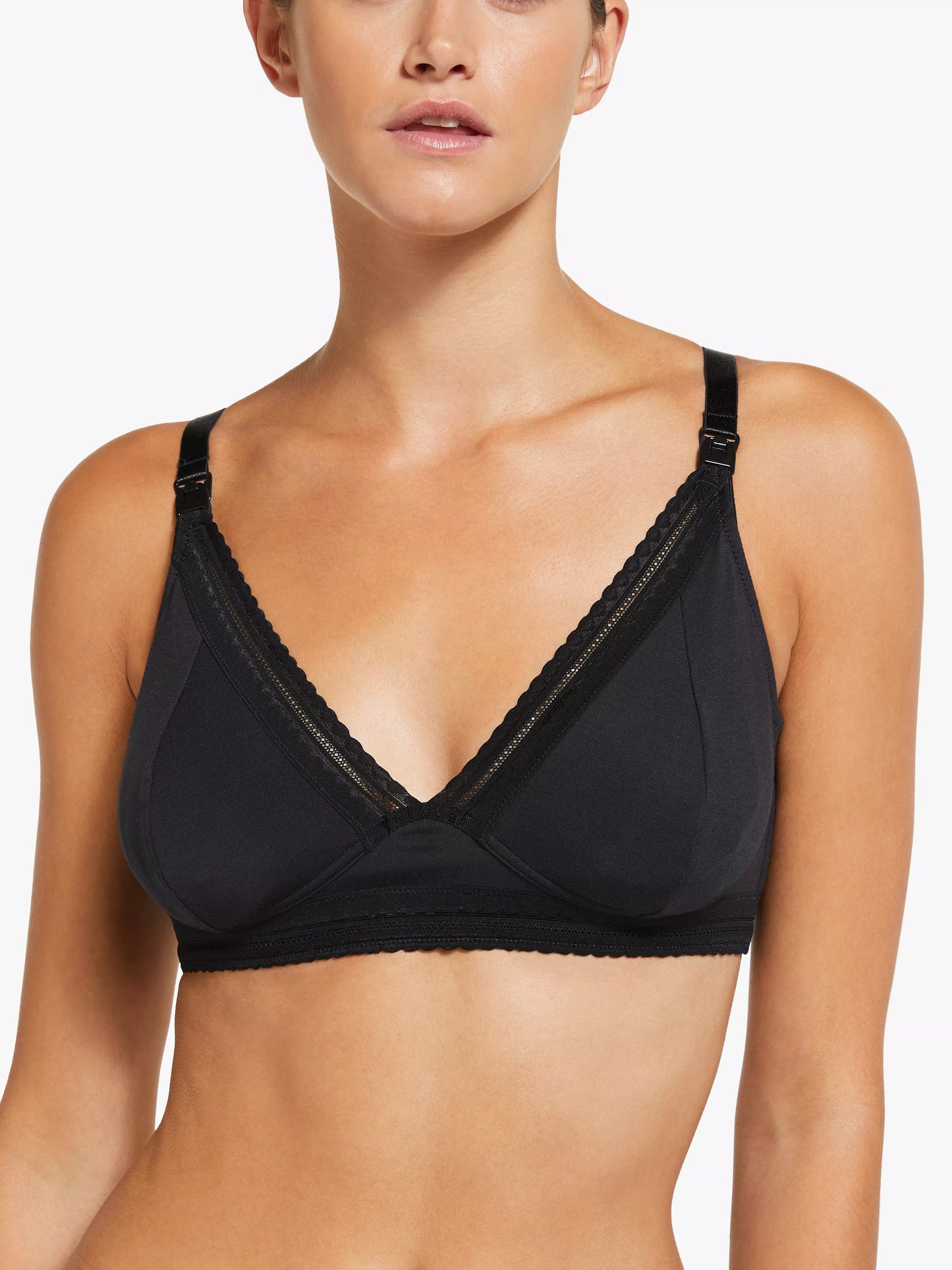 John Lewis PACK OF 2 lace trim drop cup nursing bras black/pink